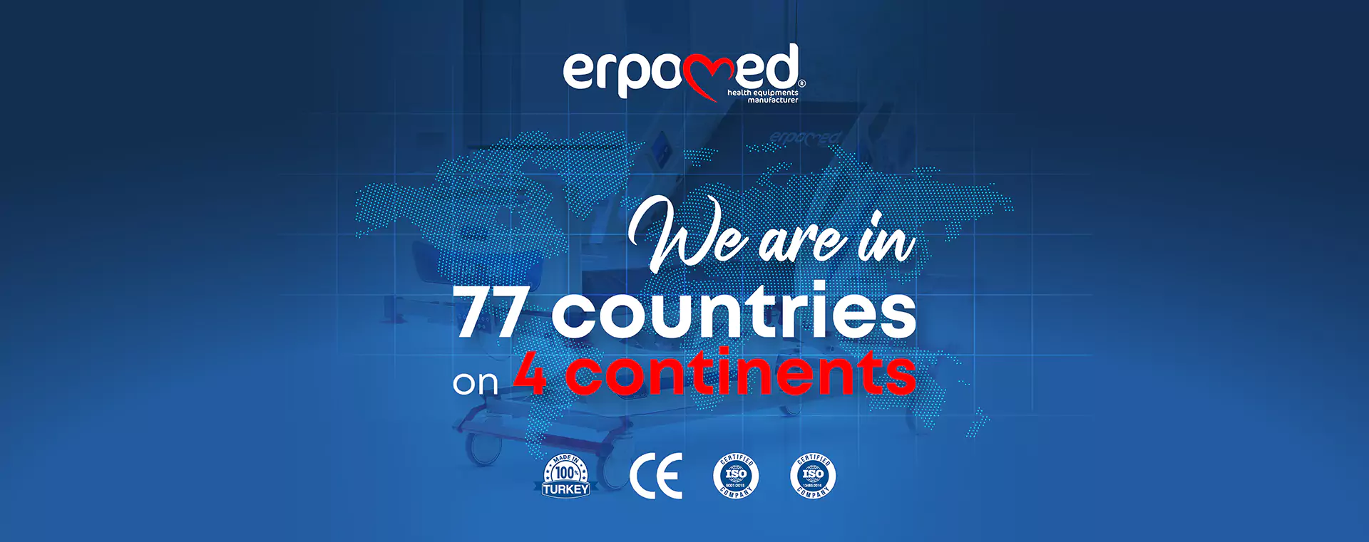 Erpomed Global Export Map - Hospital Beds Exported to 77+ Countries Worldwide